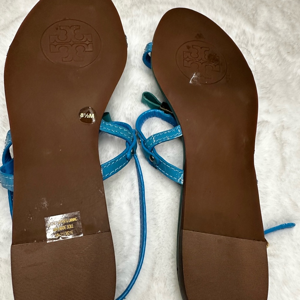 Tory Burch Turquoise Bow Sandals - Picture 4 of 5